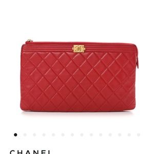 Chanel Boy O Case Clutch Red